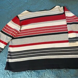 Acer Women's Long Sleeve Striped Top - Red, White, Black